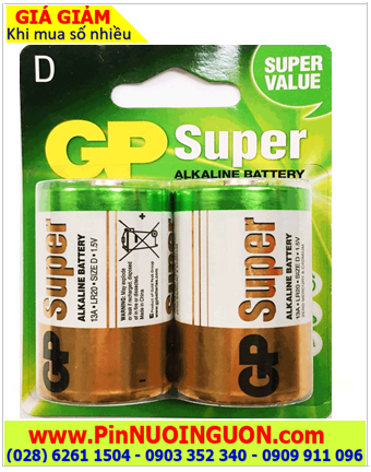 GP 13A-U2, LR20, MN1300; Pin đại GP 13A-U2, LR20, MN1300 Super Alkaline 1.5v |TẠM HẾT HÀNG
